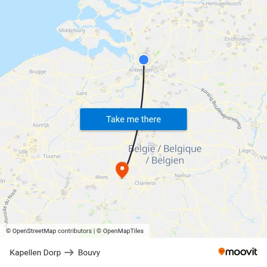 Kapellen Village to Bouvy map