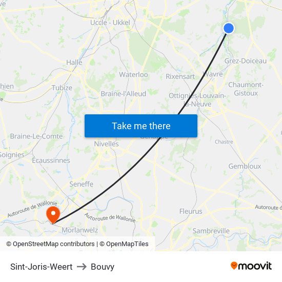 Sint-Joris-Weert to Bouvy map