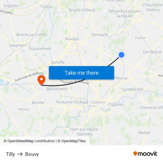 Tilly to Bouvy map