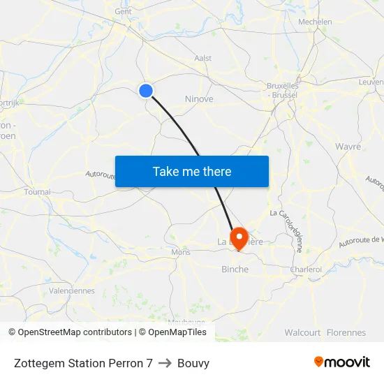 Zottegem Station Perron 7 to Bouvy map
