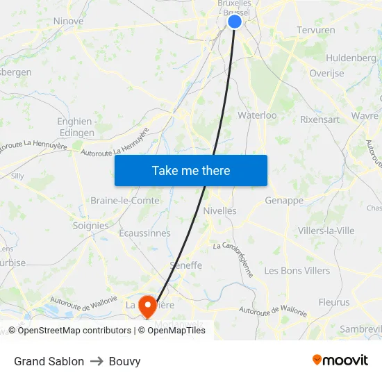 Grand Sablon to Bouvy map