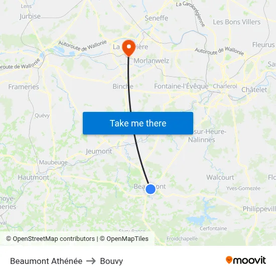 Beaumont High School to Bouvy map