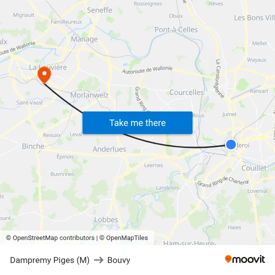 Dampremy Piges (M) to Bouvy map