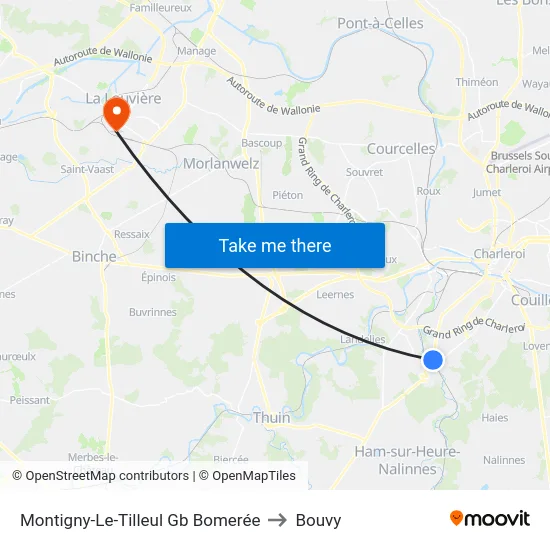 Montigny-Le-Tilleul Gb Bomerée to Bouvy map