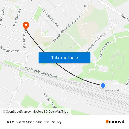 La Louviere Sncb Sud - Quai De Débarquement to Bouvy map