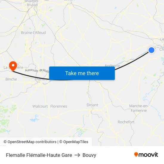 Flemalle Flémalle-Haute Gare to Bouvy map