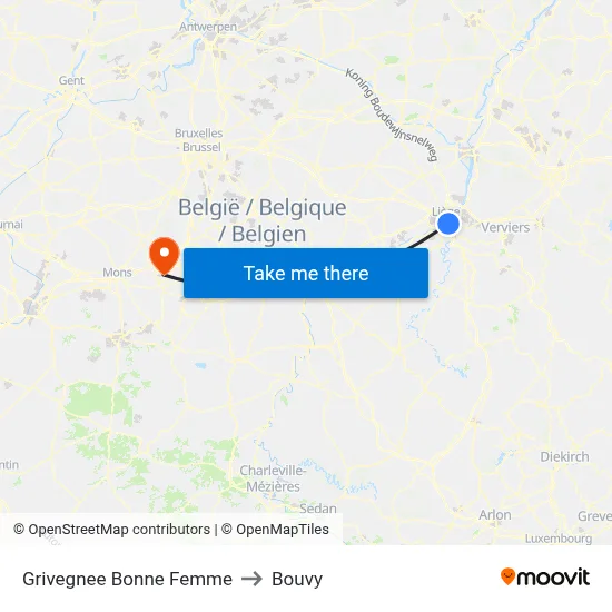 Grivegnee Good Woman to Bouvy map