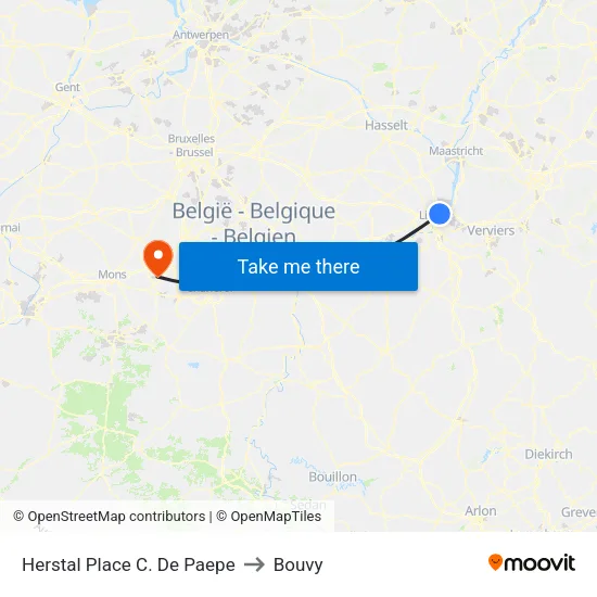 Herstal Place C. De Paepe to Bouvy map
