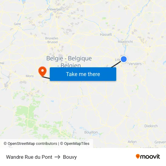 Wandre Rue du Pont to Bouvy map