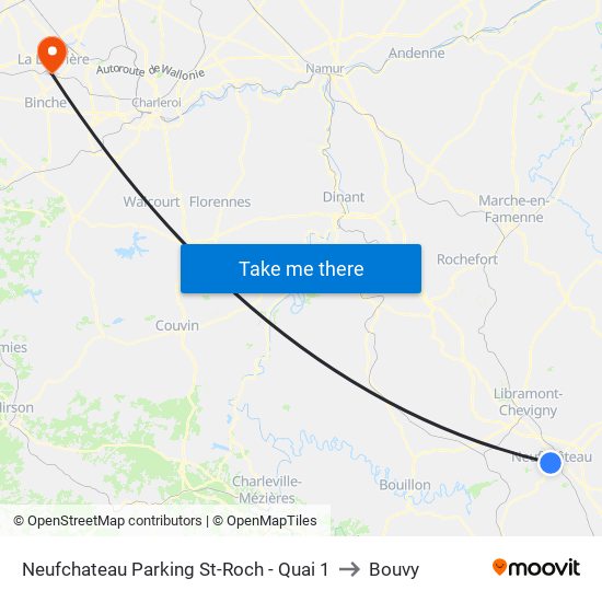 Neufchateau Parking St-Roch - Quai 1 to Bouvy map