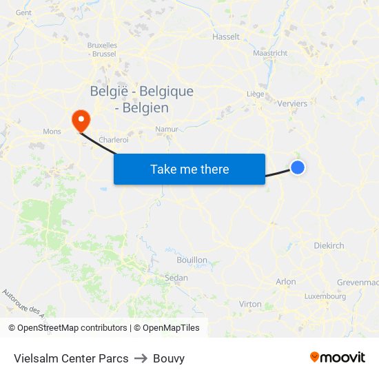 Vielsalm Center Parcs to Bouvy map