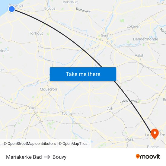 Mariakerke Bad to Bouvy map