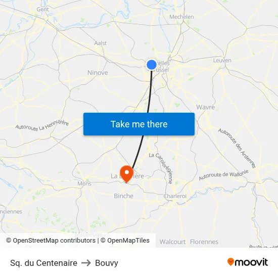 Sq. du Centenaire to Bouvy map