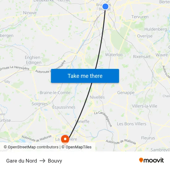 North Station to Bouvy map