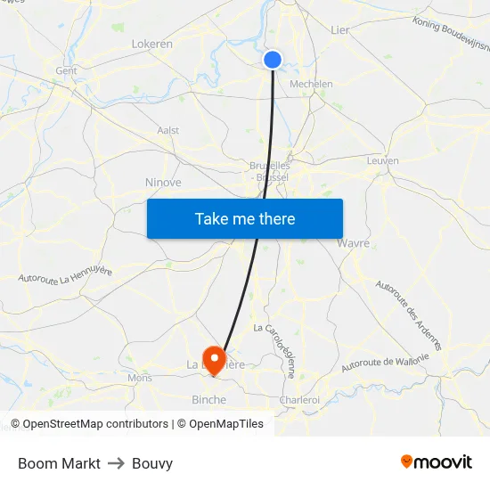Boom Markt to Bouvy map