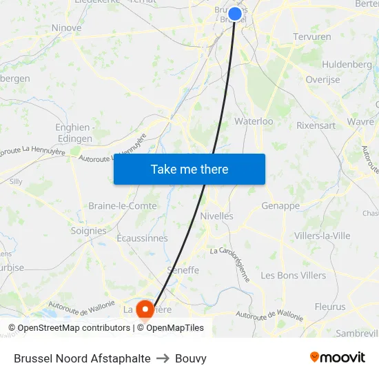 Brussel Noord Afstaphalte to Bouvy map