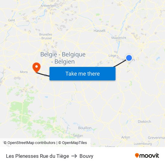 Les Plenesses Rue du Tiège to Bouvy map