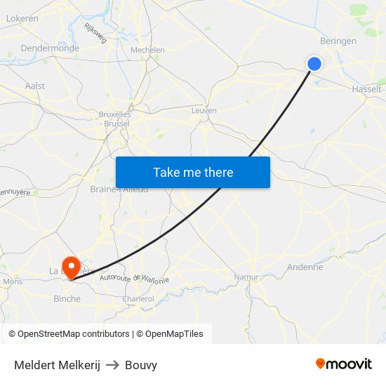 Meldert Melkerij to Bouvy map