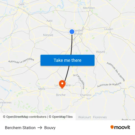 Berchem Station to Bouvy map