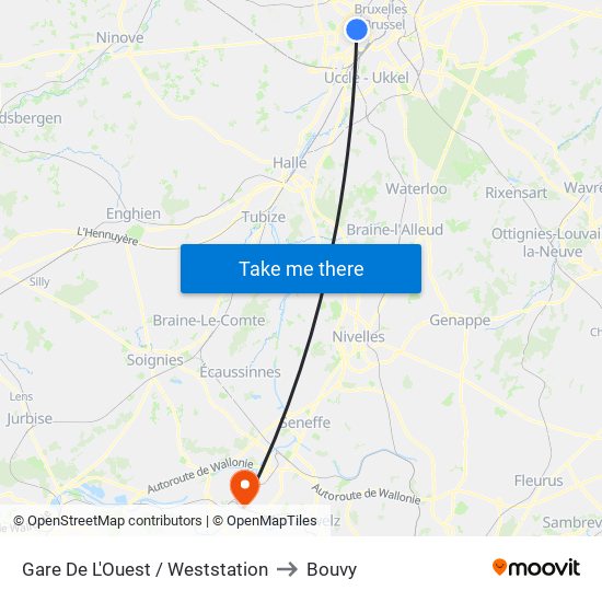 Gare De L'Ouest / Weststation to Bouvy map