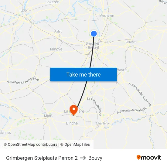 Grimbergen Depot Platform 2 to Bouvy map