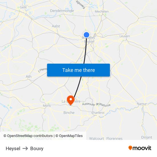 Heysel to Bouvy map