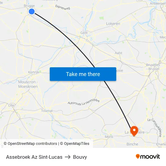 Assebroek St. Lucas Hospital to Bouvy map