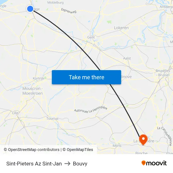 Sint-Pieters Az Sint-Jan to Bouvy map