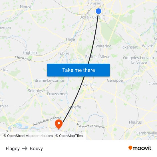 Flagey to Bouvy map