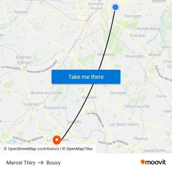 Marcel Thiry to Bouvy map