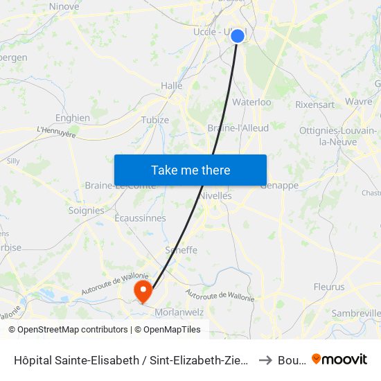 Hôpital Sainte-Elisabeth / Sint-Elizabeth-Ziekenhuis to Bouvy map