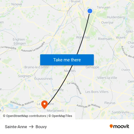 Sainte-Anne to Bouvy map