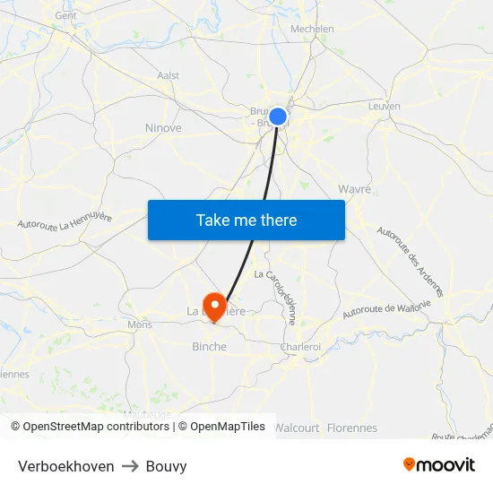 Verboekhoven to Bouvy map