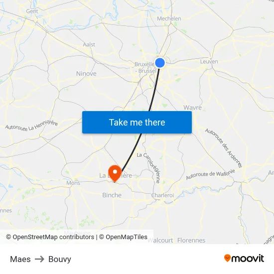 Maes to Bouvy map