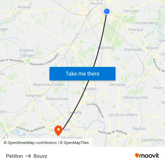Petillon to Bouvy map