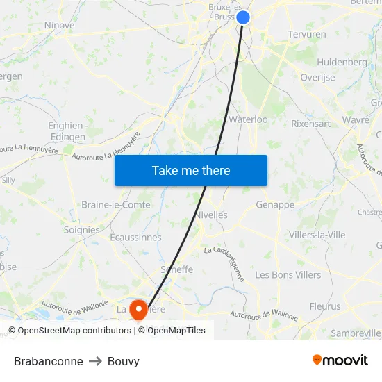 Brabanconne to Bouvy map