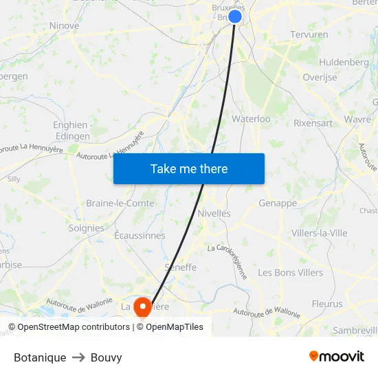 Botanique to Bouvy map