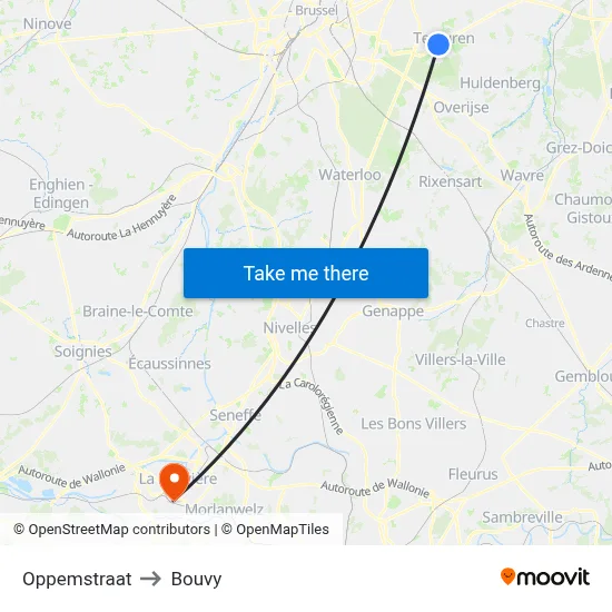 Oppemstraat to Bouvy map