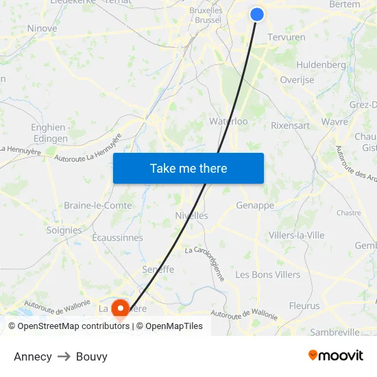 Annecy to Bouvy map