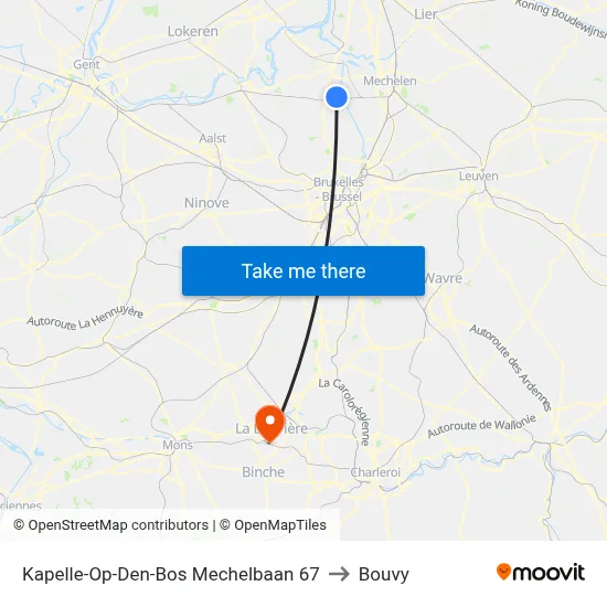 Kapelle-Op-Den-Bos Mechelbaan 67 to Bouvy map