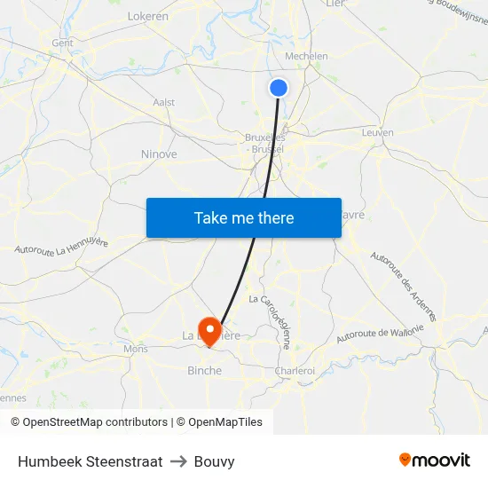Humbeek Stone Street to Bouvy map