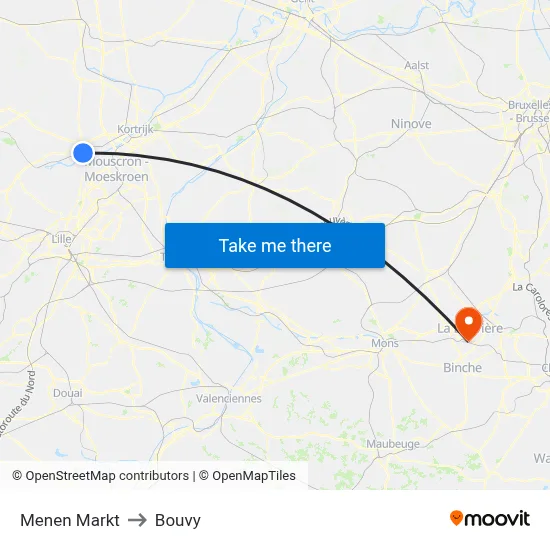 Menen Market to Bouvy map