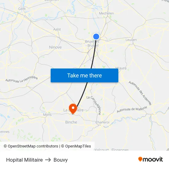 Hopital Militaire to Bouvy map