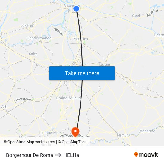 Borgerhout De Roma to HELHa map