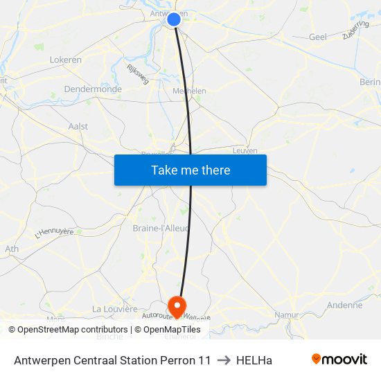 Antwerpen Centraal Station Perron 11 to HELHa map