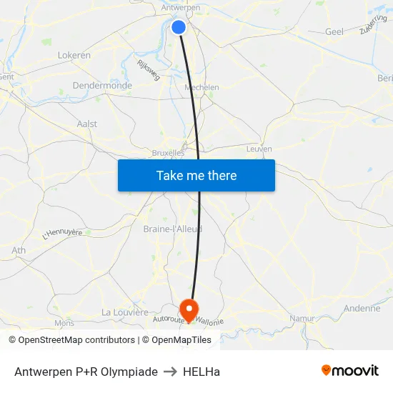 Antwerp P+R Olympiad to HELHa map