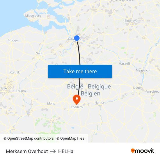 Merksem Overhout to HELHa map