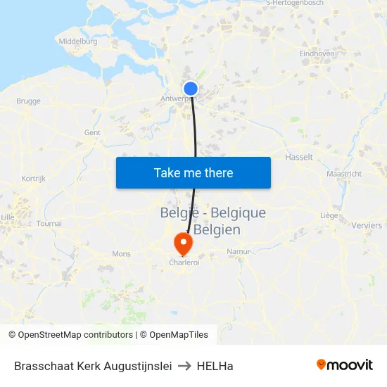 Brasschaat Kerk Augustijnslei to HELHa map
