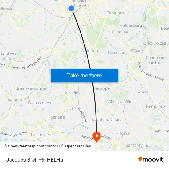 Jacques Brel to HELHa map