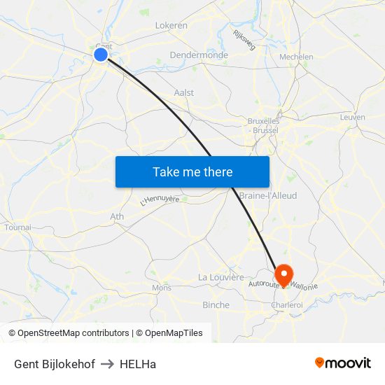 Gent Bijlokehof to HELHa map